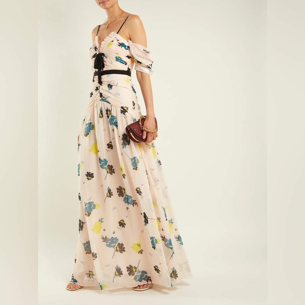 Self-Portrait Floral Maxi Dress in Pink and Blue
